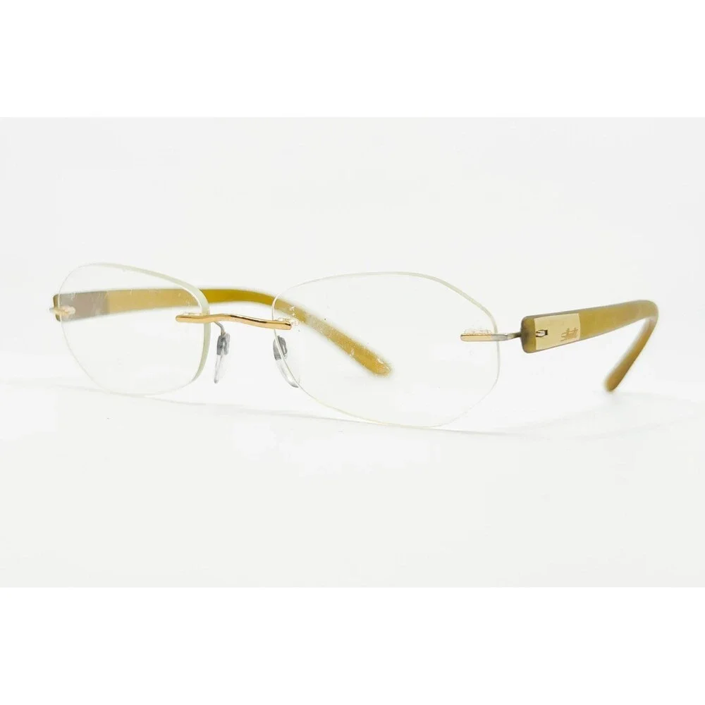 Silhouette Eyeglasses Frames Unisex Gold Brown Rimless 7608 20 6051 19 140